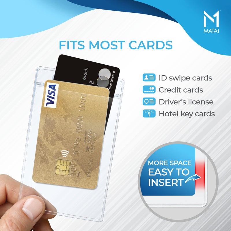 Mata1-USA Plastic Extra-Thick Vertical ID Card Holder (Clear, 3x4 Inch, 100 Pack), Large Size No Zipper Name Badge - Image 2